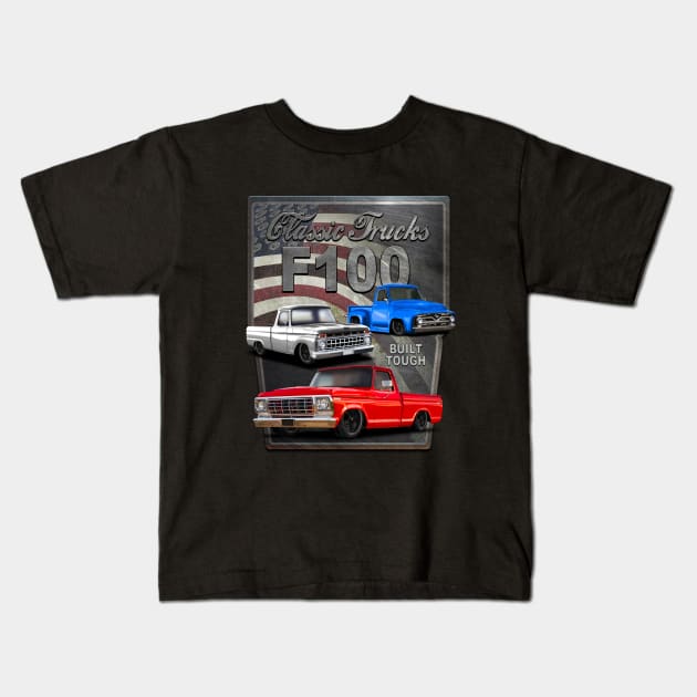 F100 Classic Truck Kids T-Shirt by hardtbonez